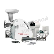Мясорубка электрическая БЕЛВАР КЭМ-П2У 303-02 белый, 1500 Вт, 0.4 кг/мин, реверс, насадки - 5