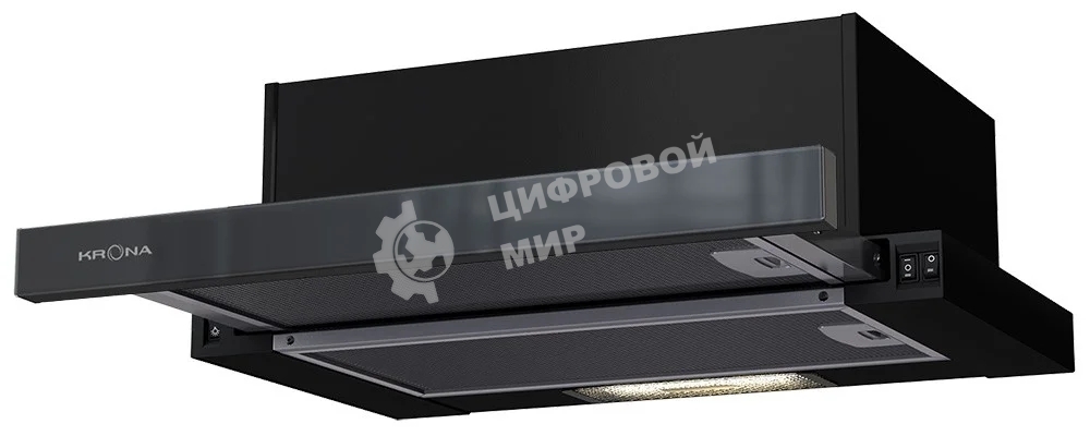Вытяжка встраиваемая Krona Kamilla 600 AIR 2B черный, 60 см, 1066 куб. м/ч, 58 дБ