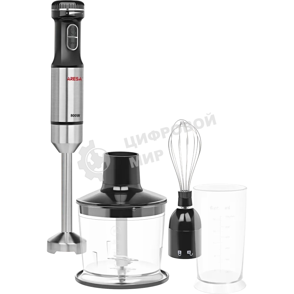 Блендер погружной Aresa AR-1124 серебристый, 800 Вт, плавная регулировка, турбо