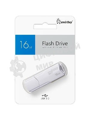 Флешка USB Smartbuy CLUE white (SB16GbCLU-W3), 16Gb, USB 3.0/3.1, R/W 70/25, белый
