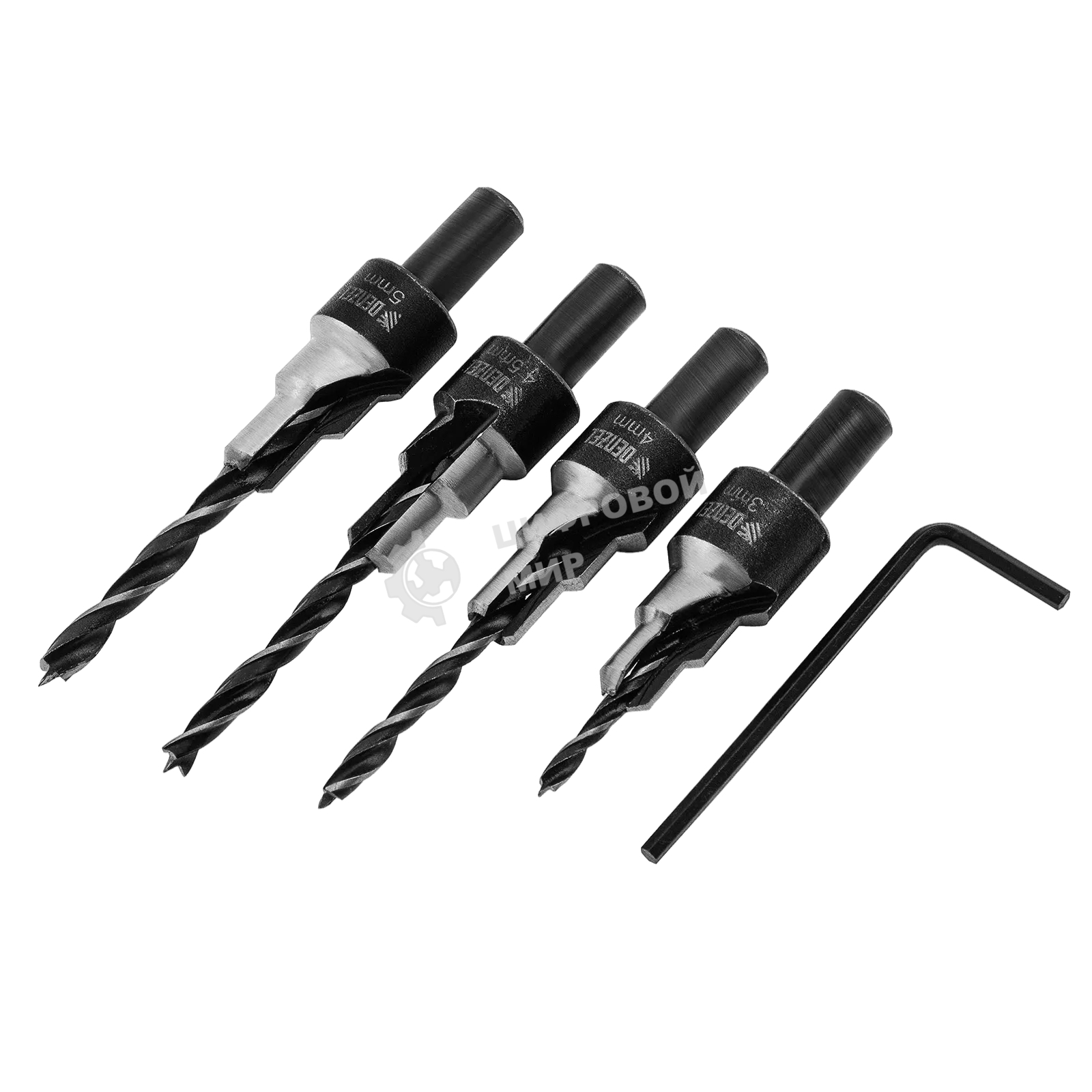 Набор сверл под конфирмат Denzel 3-5 мм, 4 шт