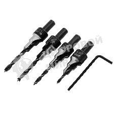 Набор сверл под конфирмат Denzel 3-5 мм, 4 шт