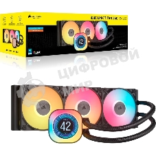 Система жидкостного охлаждения Corsair iCUE LINK TITAN 360 RX LCD (360мм, черный, RGb/ Fans: 3x120мм, 73.5CFM, 36dBA, 2100RPM/ S: 1851, 1700, AM5, AM4)