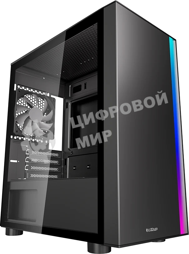 Компьютерный корпус без блока питания PCCOOLER LM300 ARGb BK, Flat Mid Tower, черный, TG, 0.45 SPCC, 1x120мм mATX, mITX 170/330/150мм 2x2.5