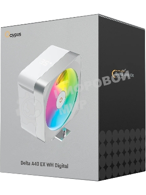 Кулер для процессора Ocypus Delta A40 EX WH Digital, 120мм ARGB FAN, Top Display Panel, 4 HEAT PIPES, 4-PIN PWM, 500-1800 RPM, 29DBA, HYDRO BEARING, LGA115X/1200/1700/18XX, AM4/AM5