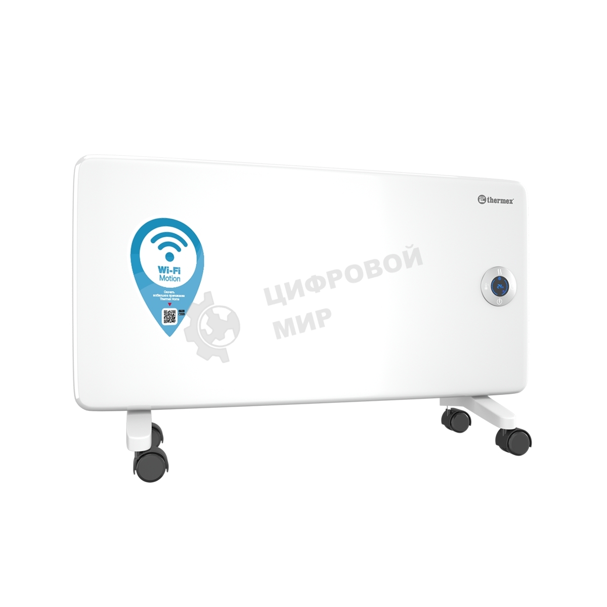 Конвектор электрический Thermex Frame 1500E белый, 1500 Вт, 20 м2, термостат, дисплей, WiFi