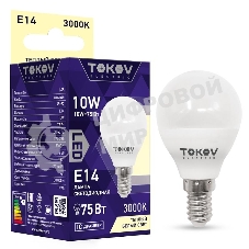 Лампа светодиодная TOKOV ELECTRIC 10Вт G45 3000К Е14 176-264В