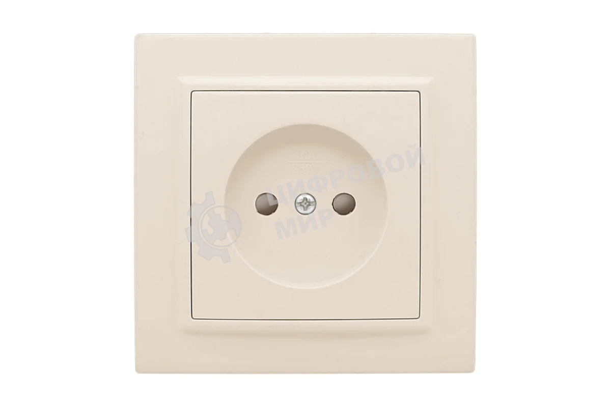 Розетка EKF Минск ERR10-022-200 1-м СП 10А IP20 без заземления, с защитными шторками, бежевый
