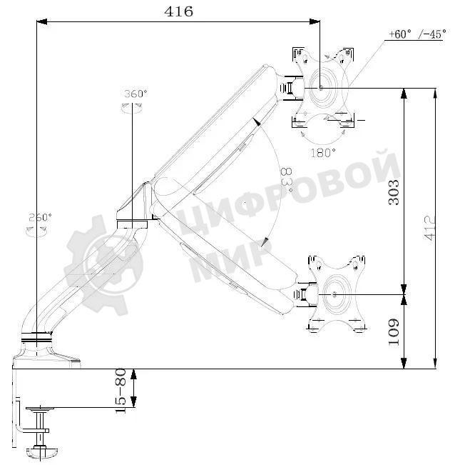 Кронштейн для мониторов ЖК Buro M1 черный 15