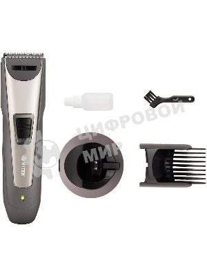 Машинка для стрижки волос Vitek VT-2572 GR Питание сеть/аккумулятор. Время автономной работы 45 мин. Время зарядки 8 ч. Индикация уровня зарядки батареи. Максимальная длина стрижки 30 мм. Материал лезвий высококачественная сталь. Минимальная длина стрижки 1 мм. Способ регулировки длины регулятором и сменой насадок. Функция филировки. 2 насадки. Число установок длины 11. Подставка для зарядки. Низкий уровень вибрации и шума.