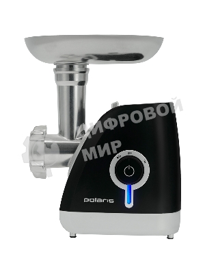 Мясорубка электрическая Polaris PMG 2027L черный, 2000 Вт, 2.0 кг/мин, реверс, защита от перегрузки, металлический лоток, насадки - 5