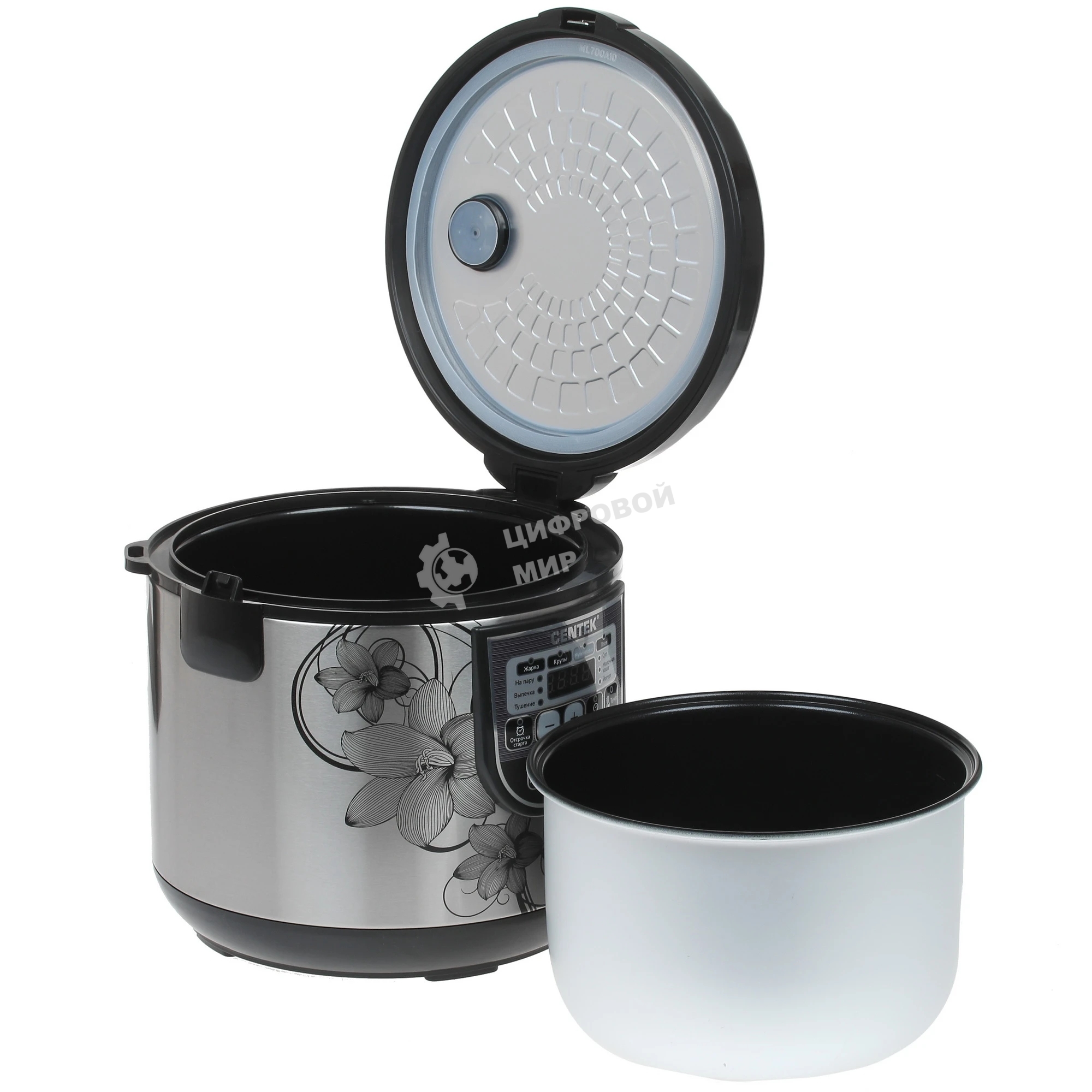 Мультиварка Centek CT-1498 Ceramic черный, сталь 700 Вт, 5.0л, КЕРАМИЧЕСКОЕ ПОКРЫТИЕ ЧАШИ, 10 пр-м.