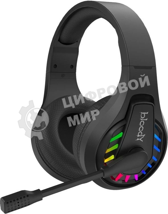 Гарнитура Bloody GR230 чёрный, беспроводная + проводная, радиоканал, до 40 ч, подсветка
