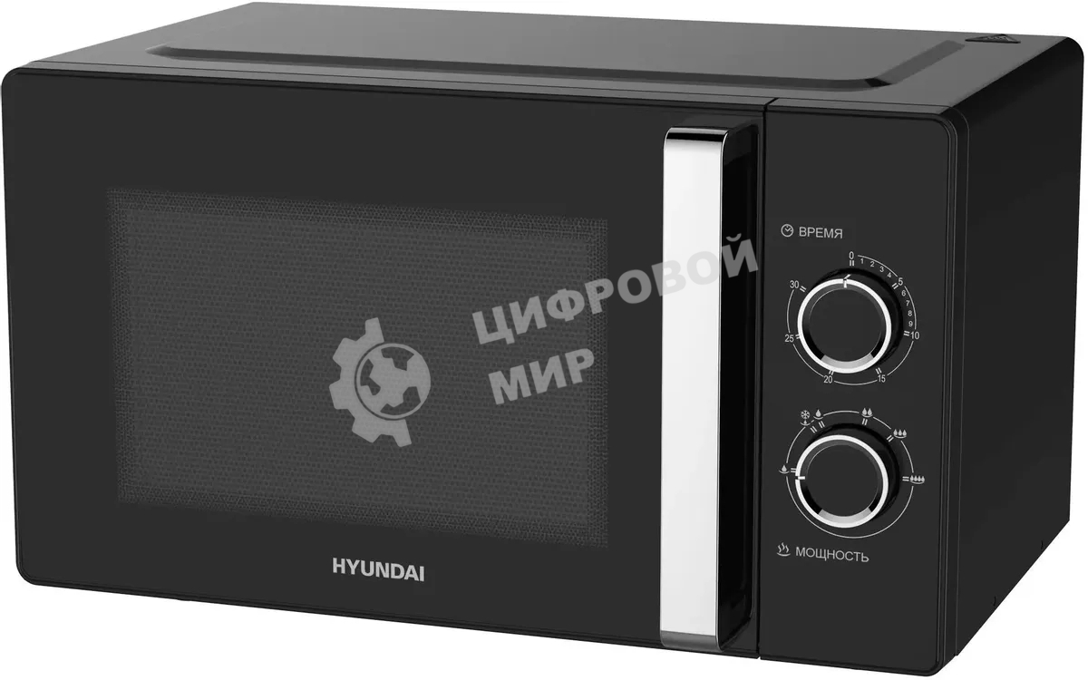 Микроволновая печь Hyundai HYM-M2012 черный/хром, 23 л, 800 Вт, переключатели - поворотный механизм