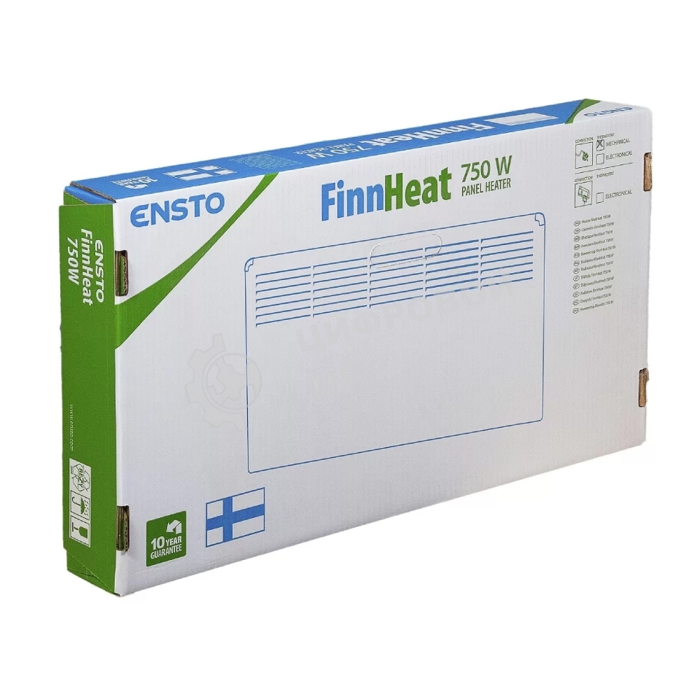 Конвектор электрический Ensto FinnHeat EPHBM07PR белый, 750 Вт, 12 м2, термостат