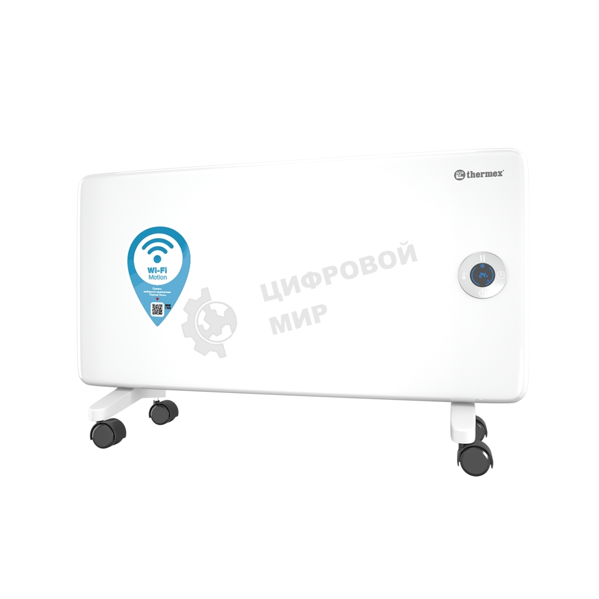 Конвектор электрический Thermex Frame 1500E белый, 1500 Вт, 20 м2, термостат, дисплей, WiFi