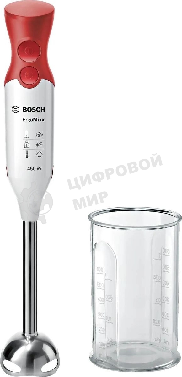 Блендер погружной Bosch MSM64110 450 Вт, белый/красный