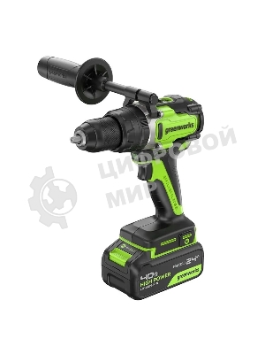 Дрель-шуруповерт аккумуляторная Greenworks GD24DD140 24V, 70/140Нм,Anti-kickback,2х4Ач,ЗУ,кор 3707607CUD