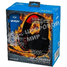 Гарнитура Sven AP-G988MV чёрный-красный, проводная, 3.5 мм