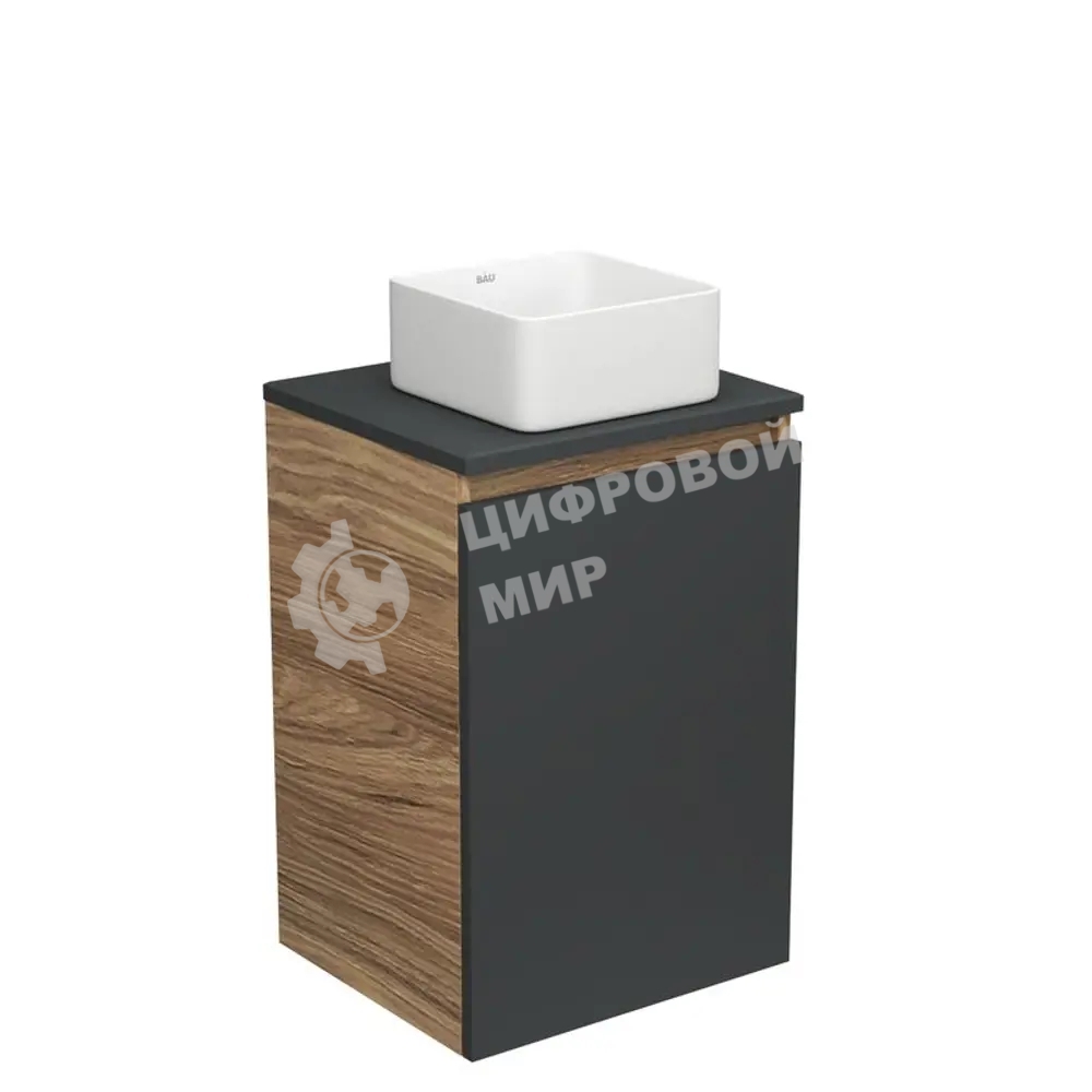 Тумба с раковиной (тумба Bau Dream Blackwood 40, графит + раковина накладная квадратная BAU Hotel mini Размер 24х24)