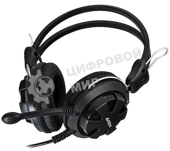 Гарнитура проводная с микрофоном A4Tech HS-28 черный 1.8м мониторы оголовье черный