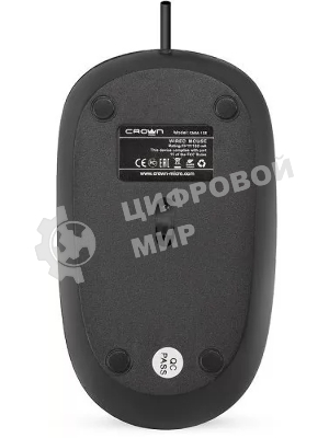 Мышь проводная Crown CMM-128 черный, 1000 dpi, USB, кнопки - 2