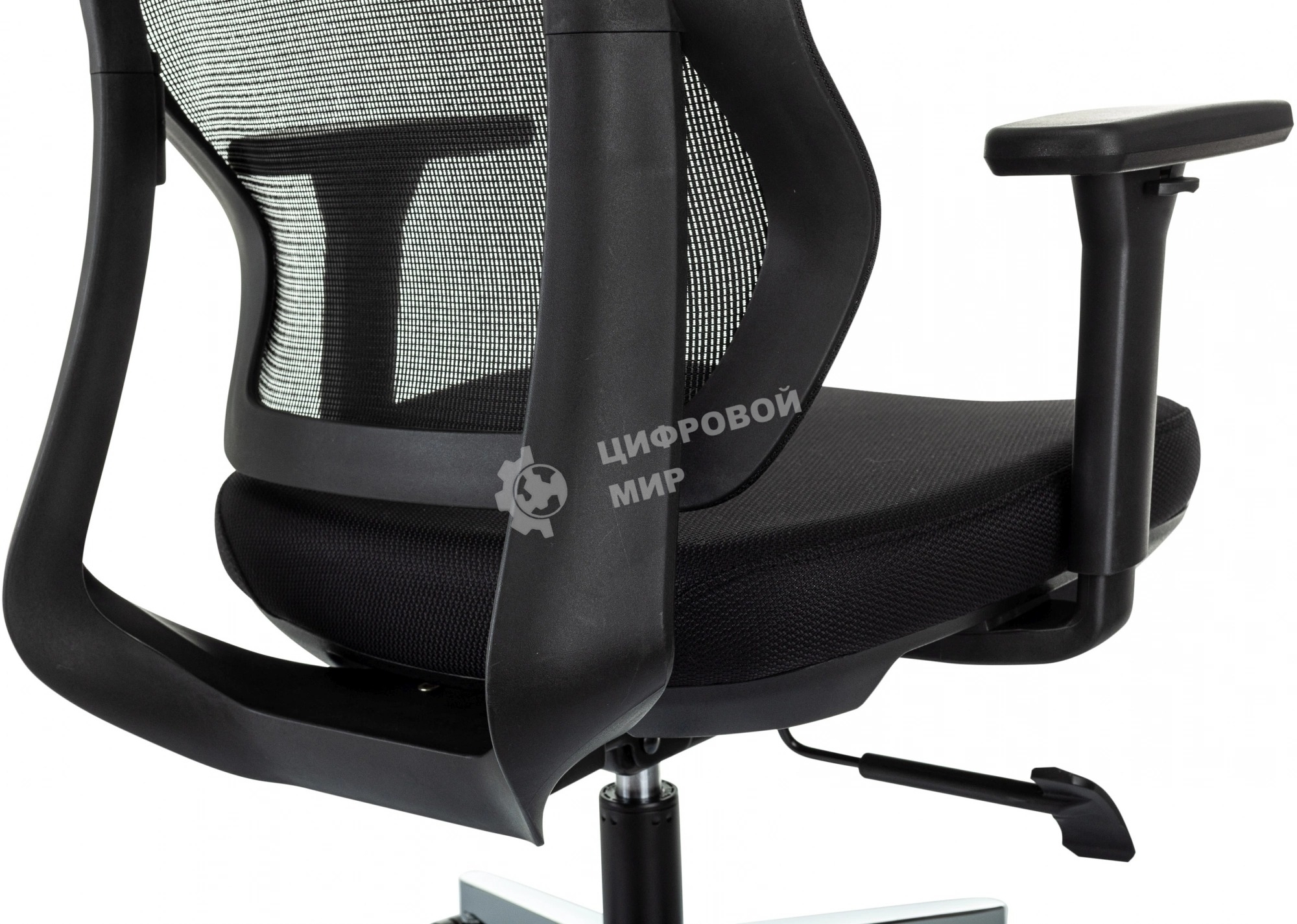 Кресло руководителя Бюрократ MC-412N-H черный сетка/ткань с подголов. крестов. металл хром