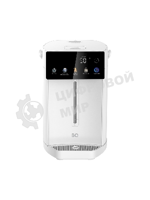 Термопот BQ TP5001 White. Мощность 1600 Вт/Объем 5 л/Сенсорный LED-дисплей/Поддержание температуры/Функция дехлорирования/Регулировка темперы от 40 до 90 'C/Система защиты: от перегрева, от включения без воды, блокировка подачи воды/Внутренняя колба из нержавеющей стали AISI 304/Съемная крышка/Ручка для переноски/Электрическая помпа/Длина шнура 0.85 м