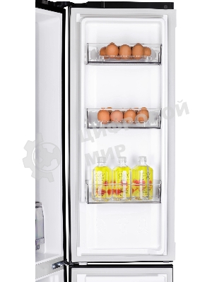 Холодильник Nordfrost RFQ 450 NFGb черное стекло многокамерный 270/135л морозилка сбоку, No Frost, Side by Side