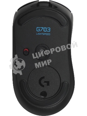 Мышь игровая Logitech G703 Lightspeed черная, сенсор 100-25600dpi (Hero25K), беспроводная 2.4GHz + USB 1,8м, 5 программируемых кнопок + колесо прокрутки, RGB-подсветка, под правую руку
