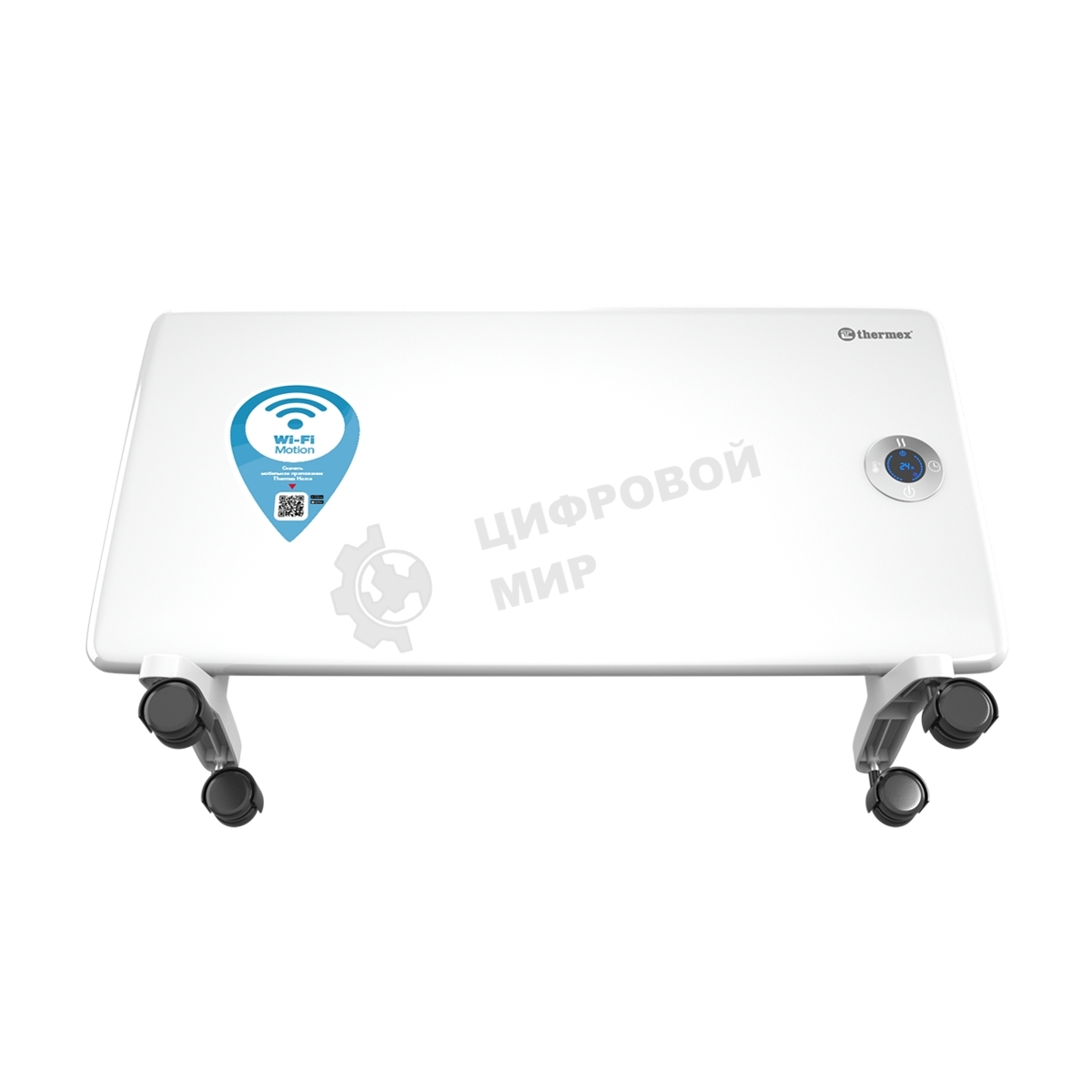 Конвектор электрический Thermex Frame 1500E белый, 1500 Вт, 20 м2, термостат, дисплей, WiFi