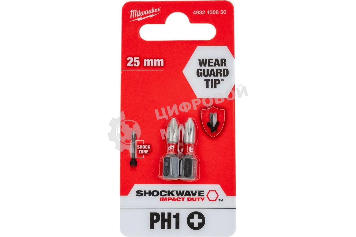 Бита Milwaukee Shockwave PH1 25мм 2шт (4932430850)
