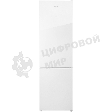 Холодильник HIBERG RFC-400DX NFGW инвертер белое стекло двухкамерный 257/94л морозилка снизу