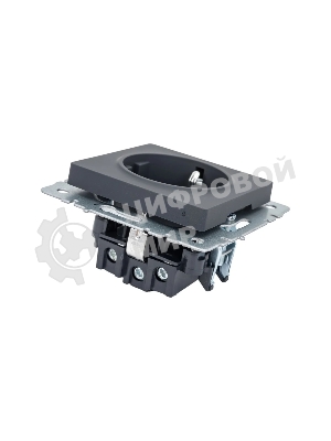 Розетка 1-местная IEK BRITE 16А РС11-1-0-БрГ с заземлением, без защитных шторок, 16А, графит