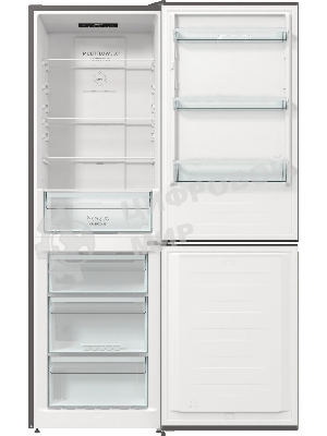 Холодильник Gorenje NRKE62XL серебристый металлик двухкамерный 203/99л морозилка снизу, No Frost