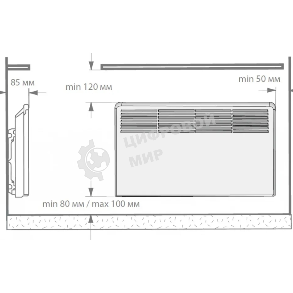 Конвектор электрический Ensto FinnHeat EPHBM07PR белый, 750 Вт, 12 м2, термостат