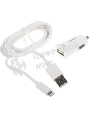 Комплект зарядное устройство Hama H-183266 2.4A для Apple кабель Apple Lightning белый