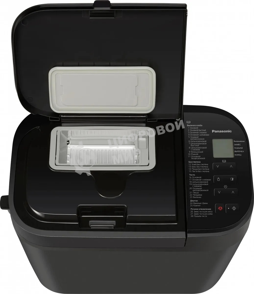 Хлебопечка Panasonic SD-R2530KTS черный, 550 Вт, программ - 28 шт, вес выпечки - 1.1 кг