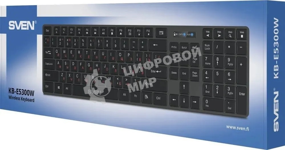 Клавиатура Sven KB-E5300W беспроводная, радиоканал, чёрный