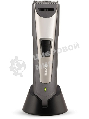 Машинка для стрижки волос Vitek VT-2572 GR Питание сеть/аккумулятор. Время автономной работы 45 мин. Время зарядки 8 ч. Индикация уровня зарядки батареи. Максимальная длина стрижки 30 мм. Материал лезвий высококачественная сталь. Минимальная длина стрижки 1 мм. Способ регулировки длины регулятором и сменой насадок. Функция филировки. 2 насадки. Число установок длины 11. Подставка для зарядки. Низкий уровень вибрации и шума.