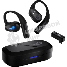 Гарнитура ASUS ROG Cetra Open Wireless Gaming Earbuds чёрный, беспроводная, радиоканал, до 16 ч, подсветка, совместимость с PS5