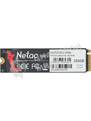 Накопитель SSD Netac NV3000, 250Gb, PCIe 3.0 x4, M.2 2280, NVMe, R/W 3000/1400