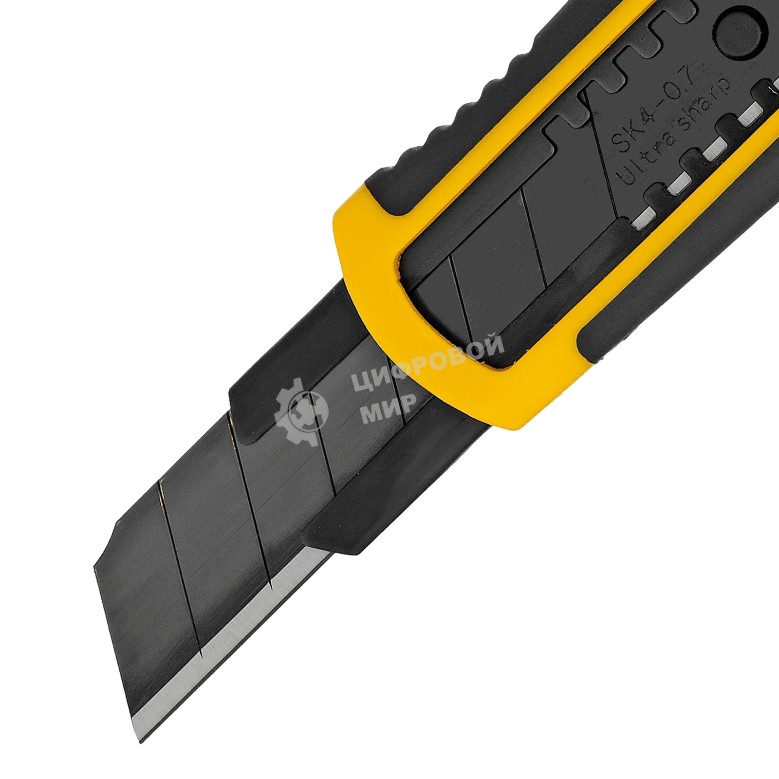 Нож Denzel 18 мм, сменное лезвие, SK4, корпус из ABS + TPR, торцевой зажим