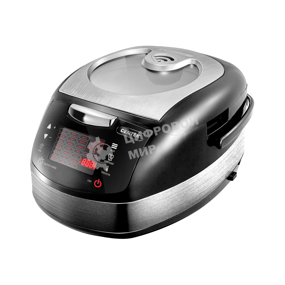 Мультиварка Centek CT-1472 Ceramic черный/сталь, 860 Вт, 5.0 л, LED, 21 программа