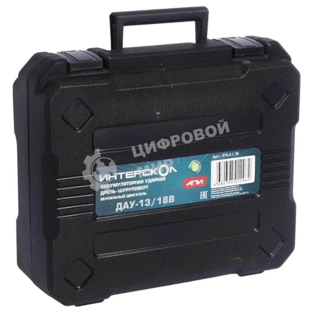 Дрель-шуруповерт аккумуляторная ИНТЕРСКОЛ ДА-13/18ВК, 18 В, 2 А·ч, аккумуляторная
