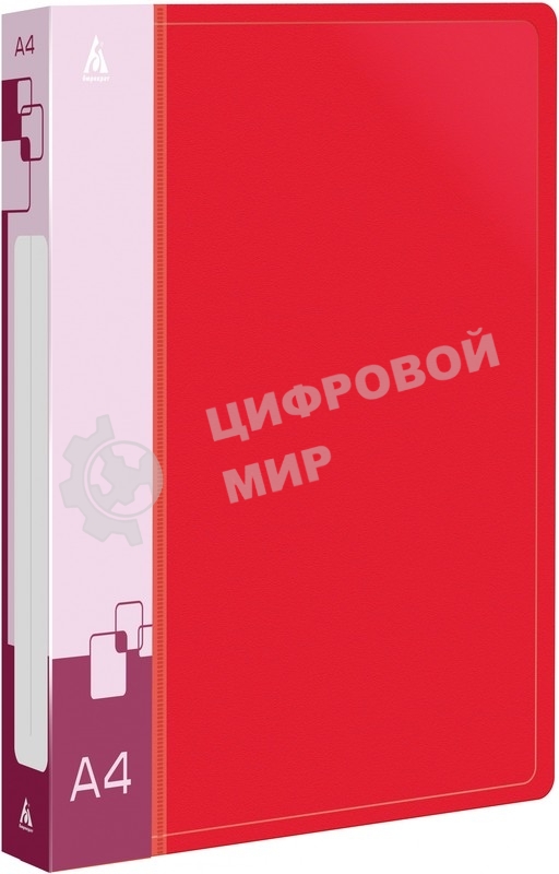 Папка на 2-х кольцах Бюрократ -0818/2RRED A4 пластик 0.7 мм кор. 18 мм внутр. с вставкой красный