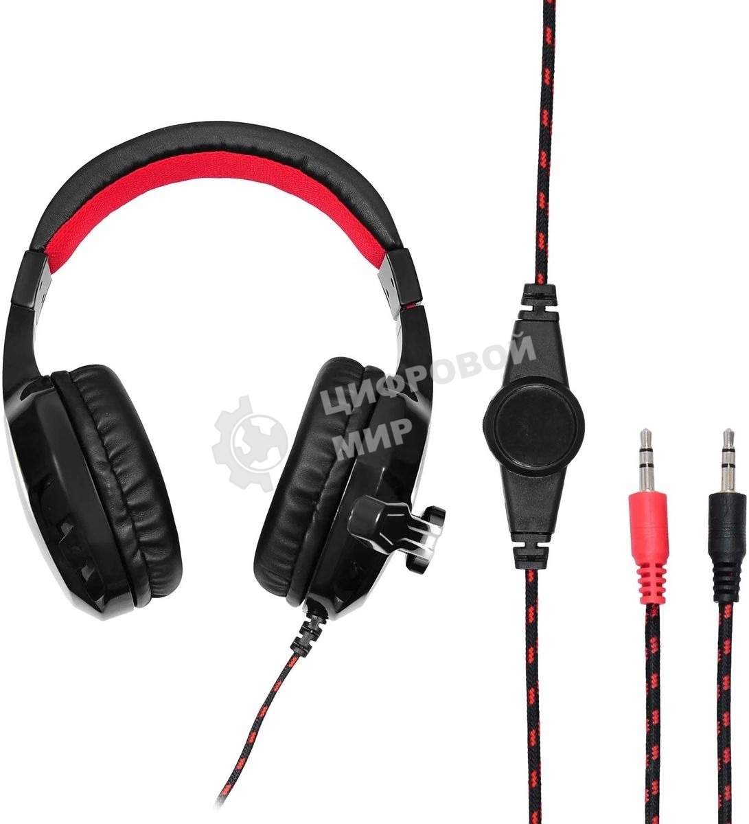 Гарнитура проводная с микрофоном Oklick Phoenix HS-L320G черный/красный 1.9м мониторы оголовье (NO-3000)