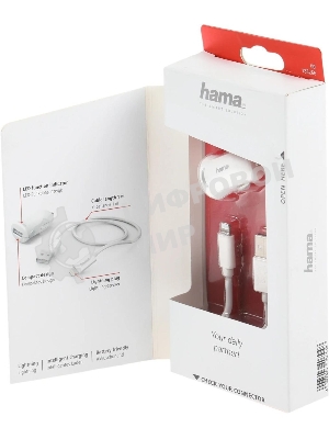 Комплект зарядное устройство Hama H-183266 2.4A для Apple кабель Apple Lightning белый