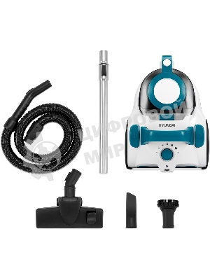 Пылесос Hyundai HYV-C5460 белый/бирюзовый, 380/2200 Вт, уборка сухая, пылесборник контейнер 2.5 л