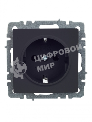 Розетка 1-местная IEK BRITE 16А РС11-1-0-БрГ с заземлением, без защитных шторок, 16А, графит